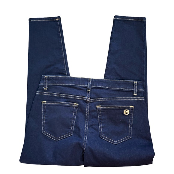 Michael Kors Izzy Mid Rise Cropped Skinny Dark Blue Stretch Denim Jean Size 10 - Picture 6 of 12